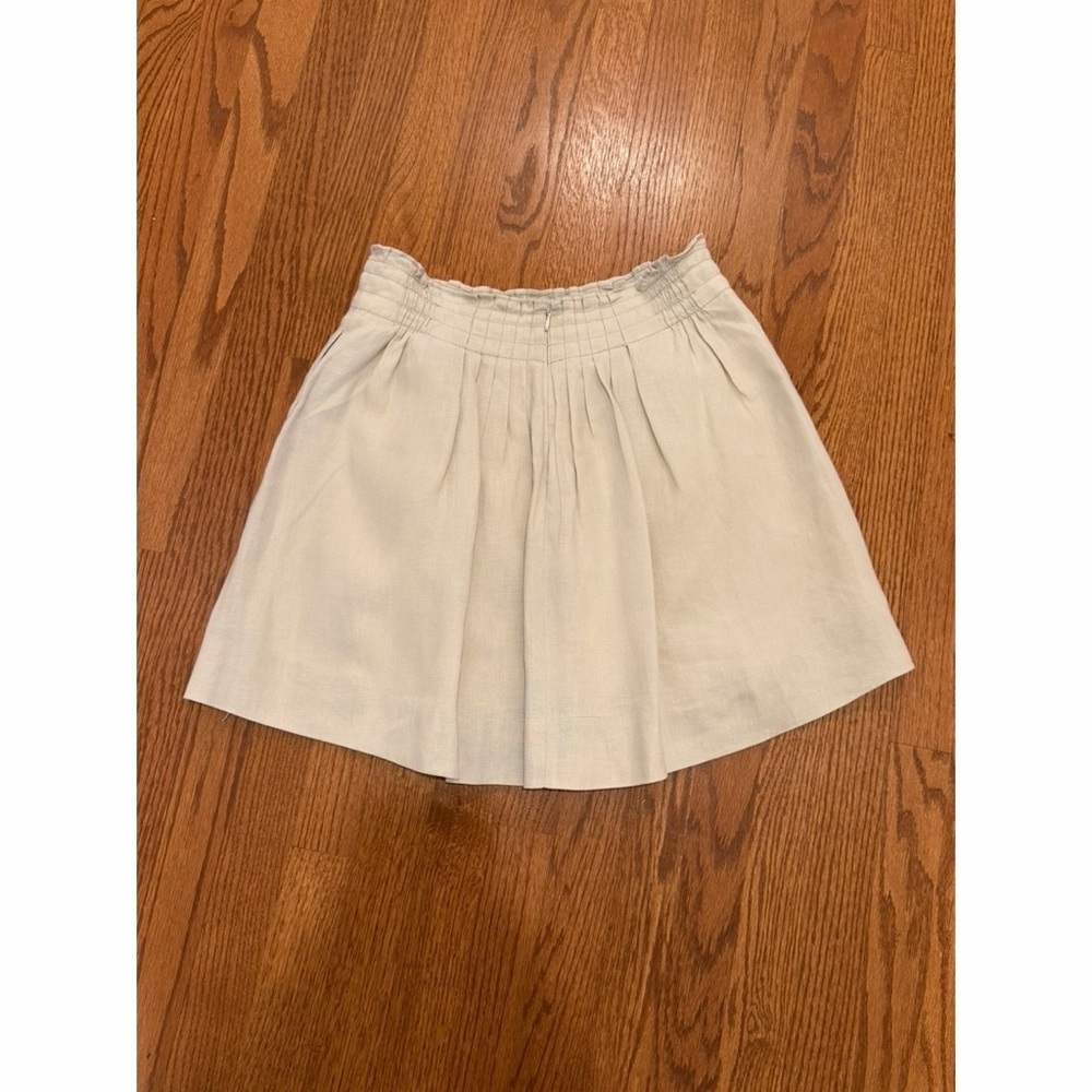 J. Crew Linen Mini Skirt A-Line Beige Tan Sz 2 Pleated Lined - Picture 12 of 14
